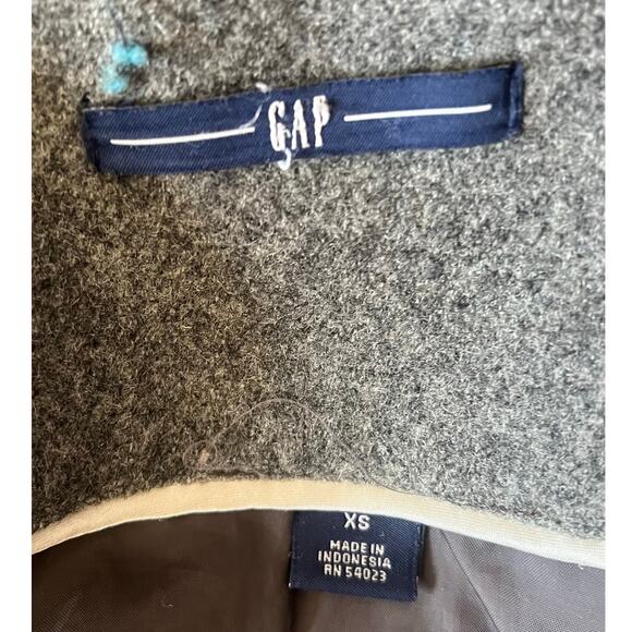 Gap Gray 100% Wool Down Puffer Zip Hood Jacket Coat flawed damaged repair XSmall - Picture 4 of 14